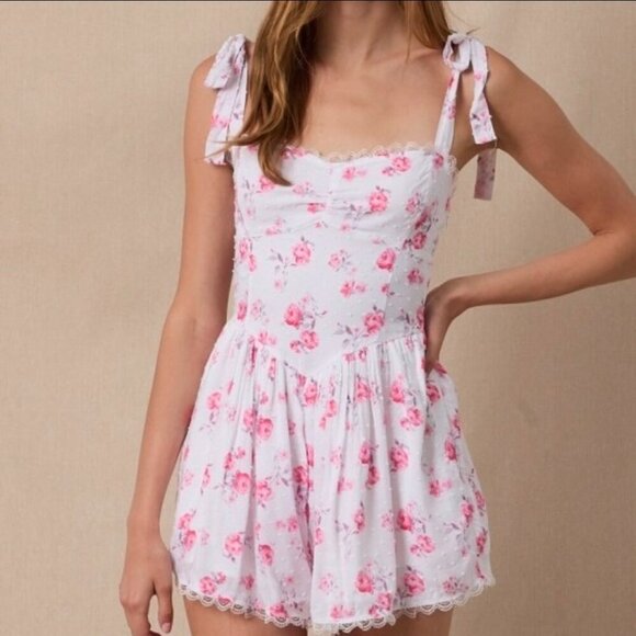 REAL SWEET PINK FLORAL ROMPER - Picture 1 of 3